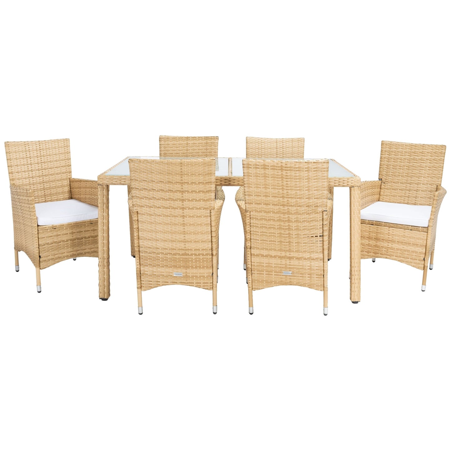 SAFAVIEH Outdoor Snezhana 7-Piece Wicker Dining Set - 59Wx35Dx29H