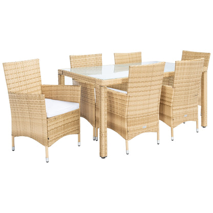 SAFAVIEH Outdoor Snezhana 7-Piece Wicker Dining Set - 59Wx35Dx29H