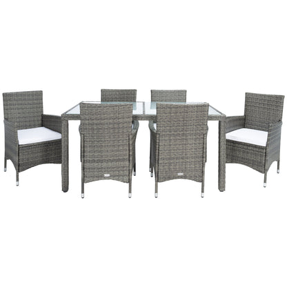 SAFAVIEH Outdoor Snezhana 7-Piece Wicker Dining Set - 59Wx35Dx29H