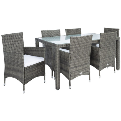 SAFAVIEH Outdoor Snezhana 7-Piece Wicker Dining Set - 59Wx35Dx29H