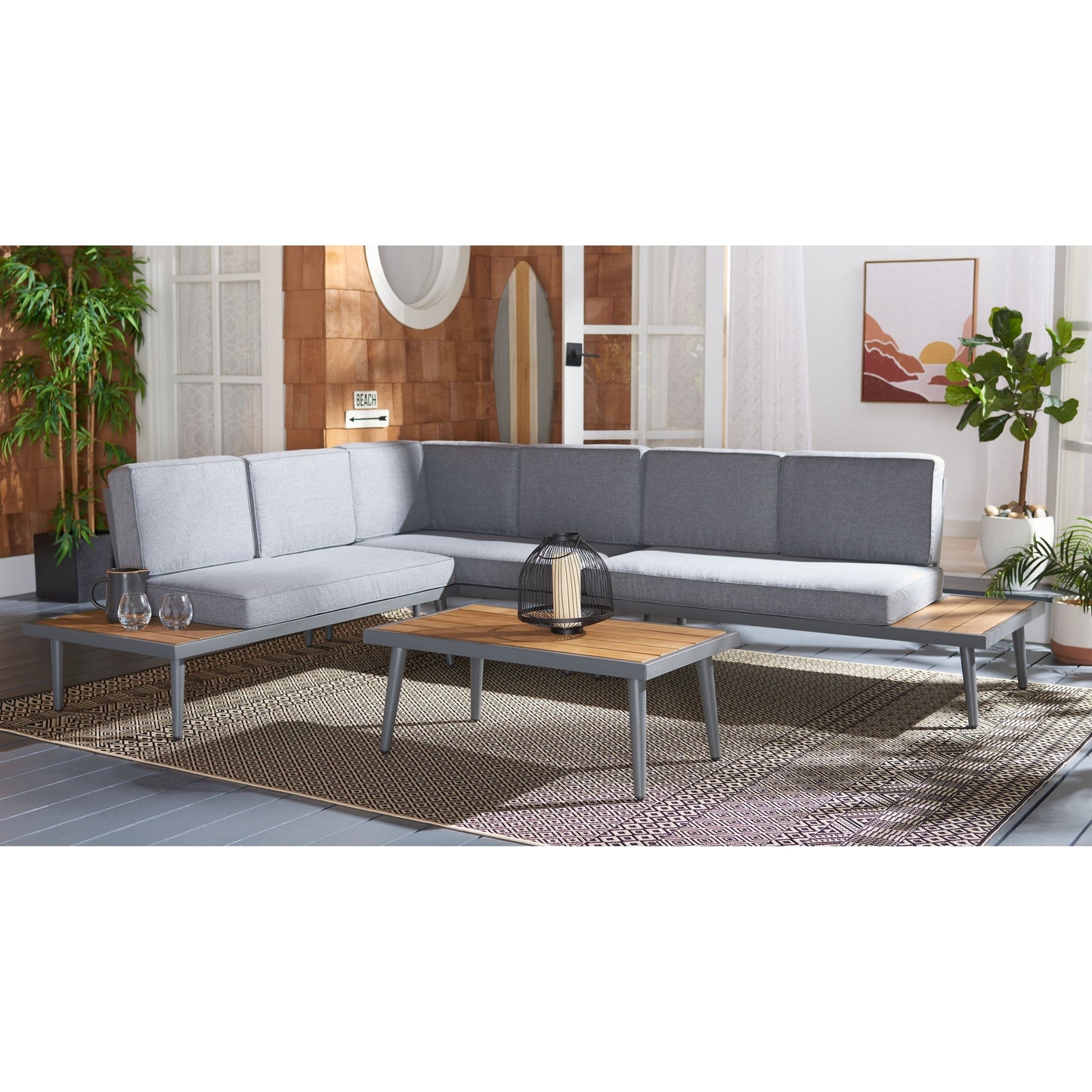 SAFAVIEH Outdoor Wendela Corner Living Set - 47W x 28D x 38H
