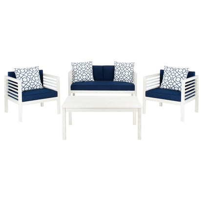 SAFAVIEH Outdoor Yoselin 4-Piece Set with Accent Pillow - 51W x 26D x 26H