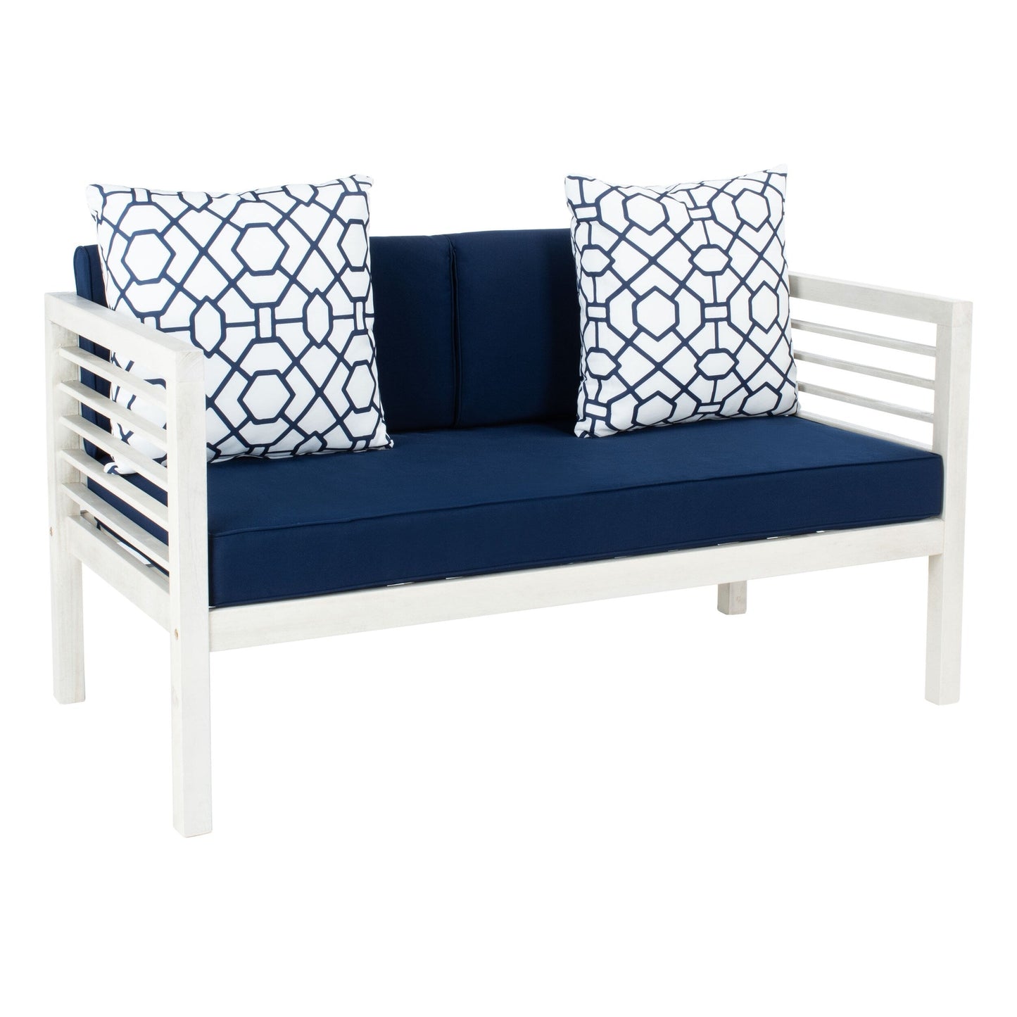 SAFAVIEH Outdoor Yoselin 4-Piece Set with Accent Pillow - 51W x 26D x 26H