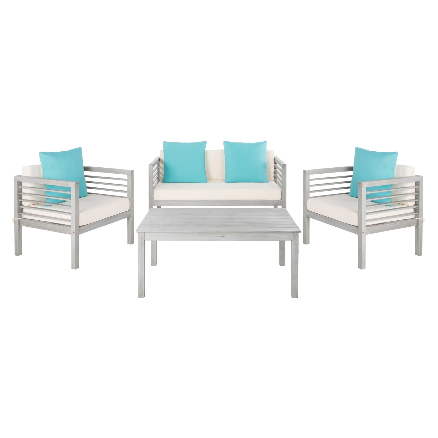 SAFAVIEH Outdoor Yoselin 4-Piece Set with Accent Pillow - 51W x 26D x 26H