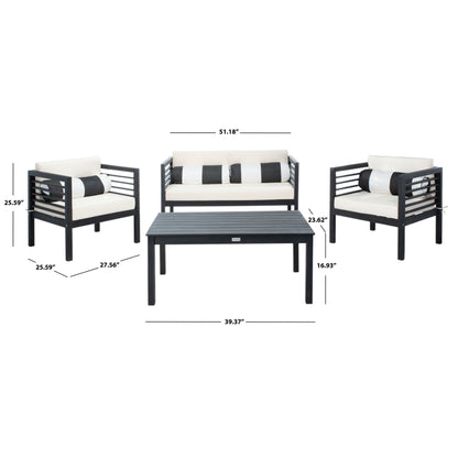 SAFAVIEH Outdoor Yoselin 4-Piece Set with Accent Pillow - 51W x 26D x 26H