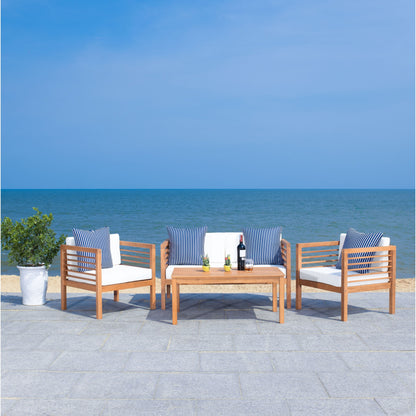 SAFAVIEH Outdoor Yoselin 4-Piece Set with Accent Pillow - 51W x 26D x 26H