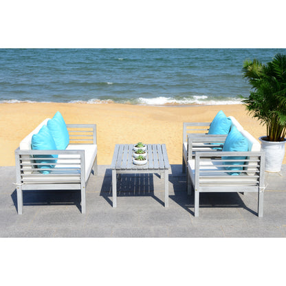 SAFAVIEH Outdoor Yoselin 4-Piece Set with Accent Pillow - 51W x 26D x 26H