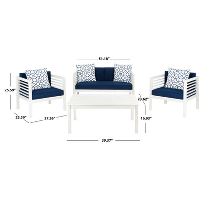 SAFAVIEH Outdoor Yoselin 4-Piece Set with Accent Pillow - 51W x 26D x 26H