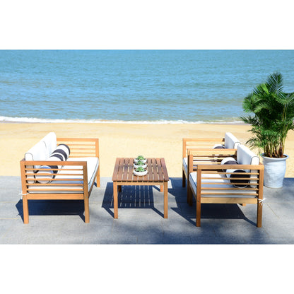SAFAVIEH Outdoor Yoselin 4-Piece Set with Accent Pillow - 51W x 26D x 26H