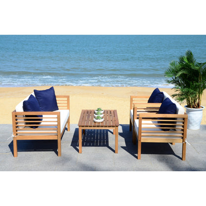 SAFAVIEH Outdoor Yoselin 4-Piece Set with Accent Pillow - 51W x 26D x 26H