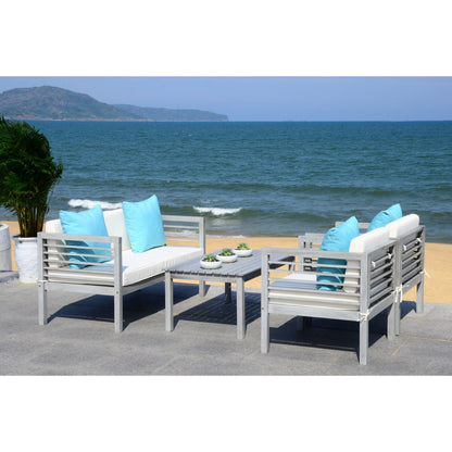 SAFAVIEH Outdoor Yoselin 4-Piece Set with Accent Pillow - 51W x 26D x 26H