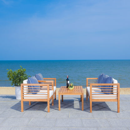 SAFAVIEH Outdoor Yoselin 4-Piece Set with Accent Pillow - 51W x 26D x 26H