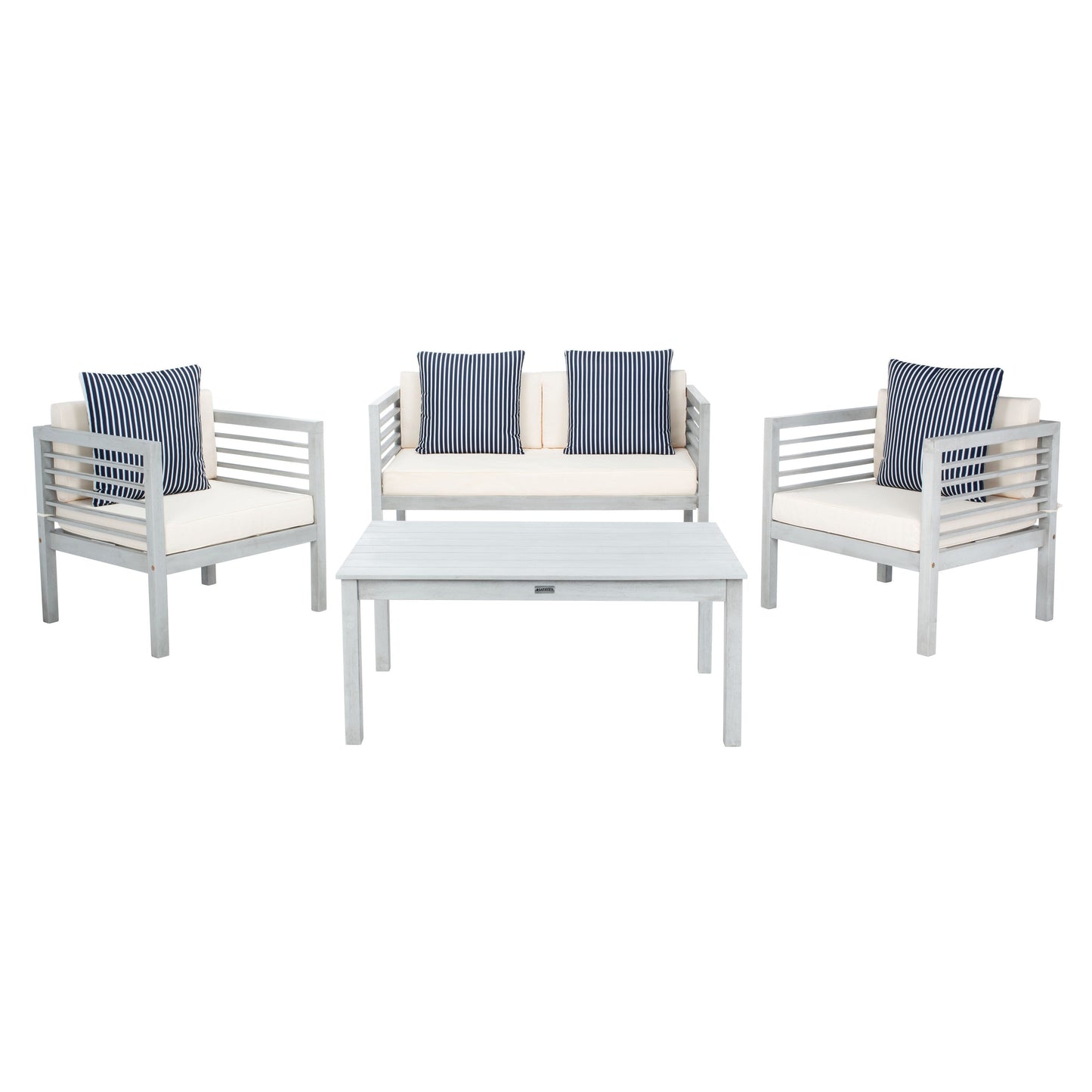 SAFAVIEH Outdoor Yoselin 4-Piece Set with Accent Pillow - 51W x 26D x 26H