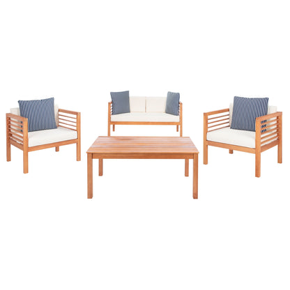 SAFAVIEH Outdoor Yoselin 4-Piece Set with Accent Pillow - 51W x 26D x 26H