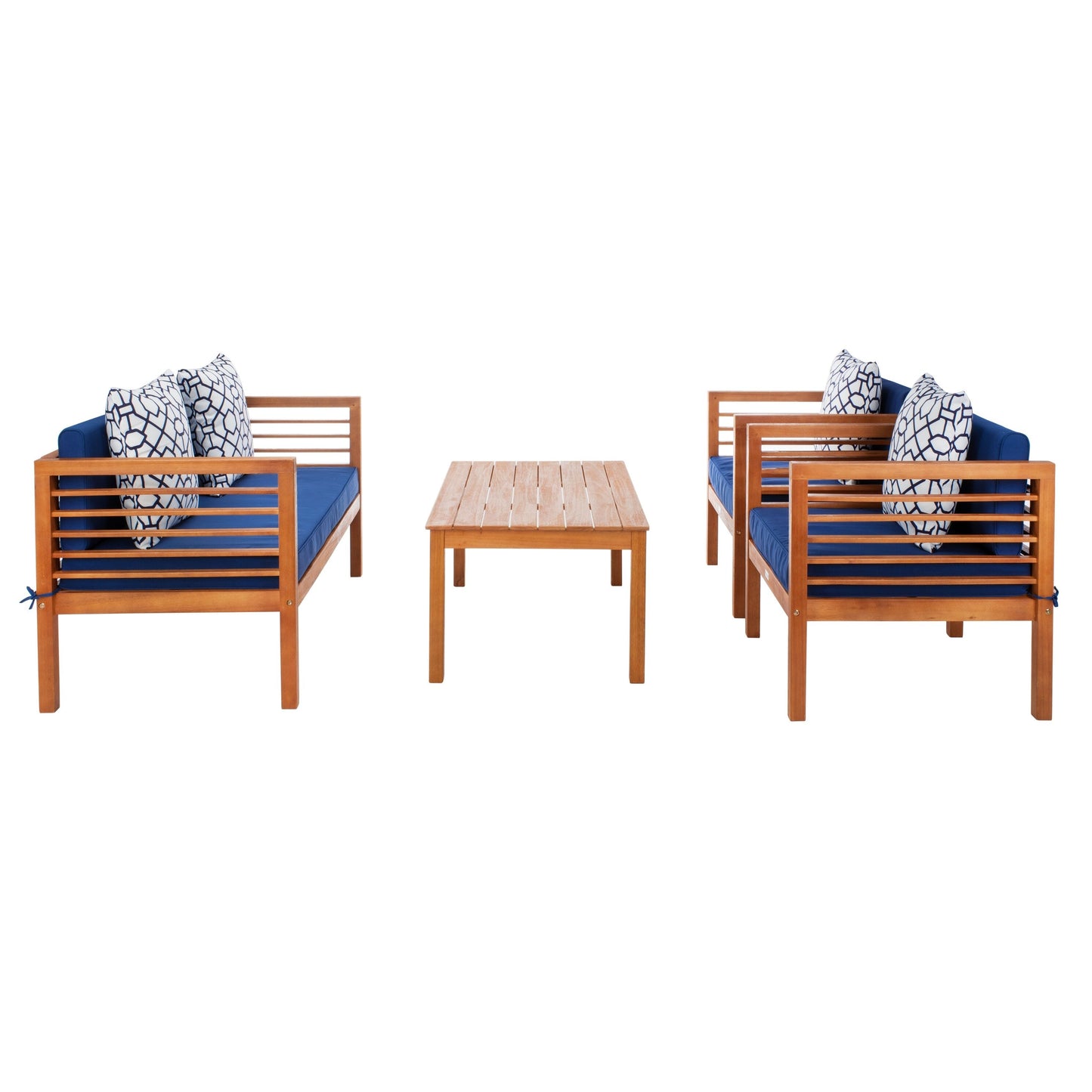 SAFAVIEH Outdoor Yoselin 4-Piece Set with Accent Pillow - 51W x 26D x 26H
