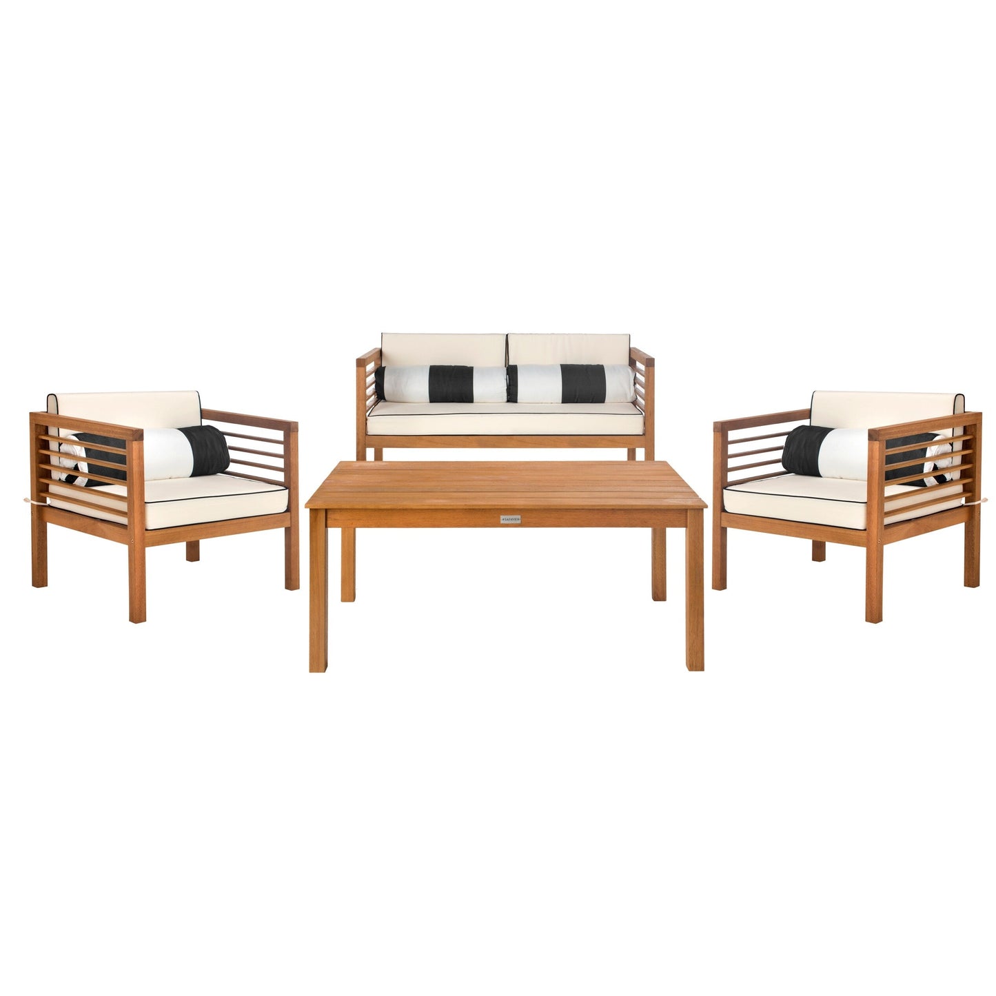 SAFAVIEH Outdoor Yoselin 4-Piece Set with Accent Pillow - 51W x 26D x 26H
