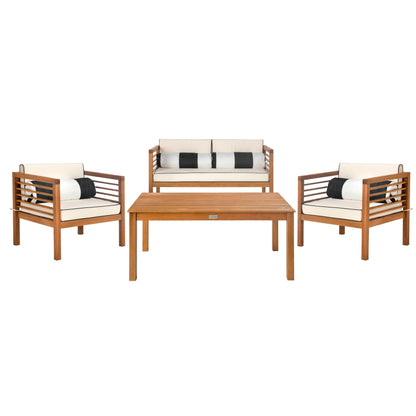 SAFAVIEH Outdoor Yoselin 4-Piece Set with Accent Pillow - 51W x 26D x 26H