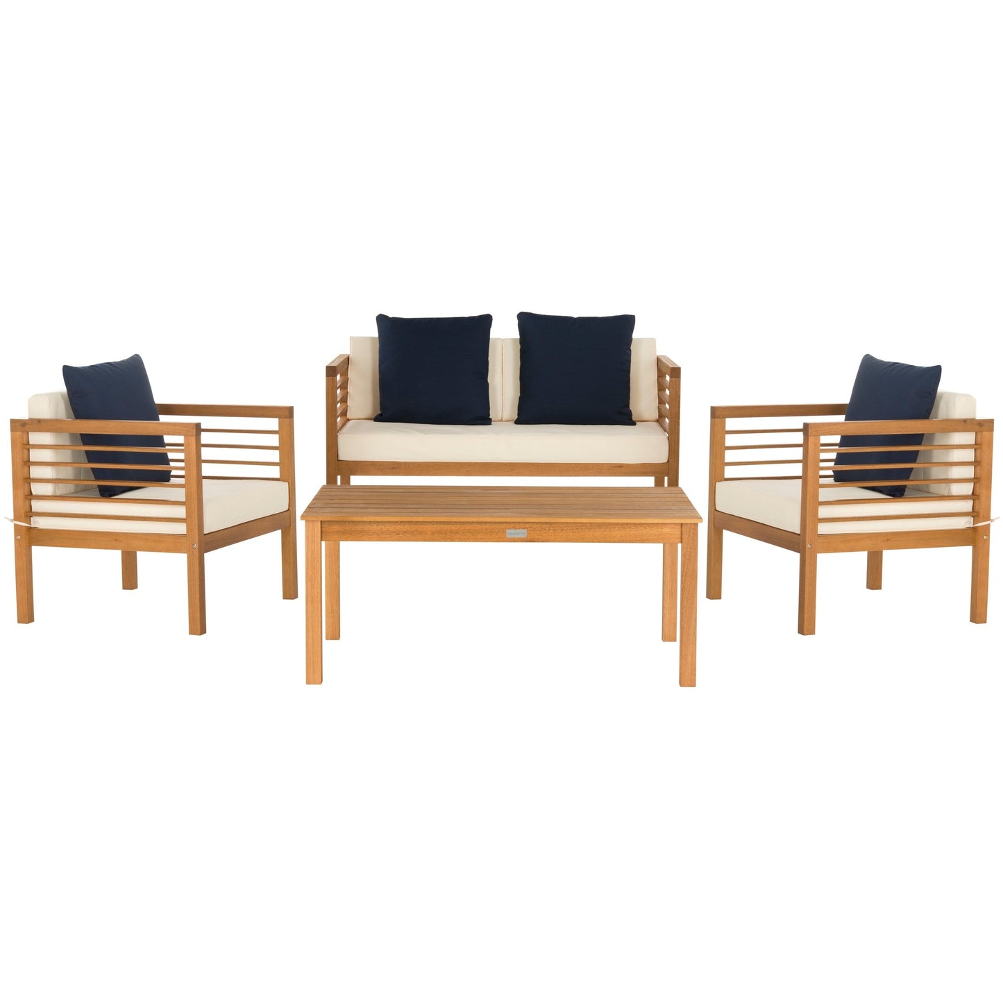 SAFAVIEH Outdoor Yoselin 4-Piece Set with Accent Pillow - 51W x 26D x 26H