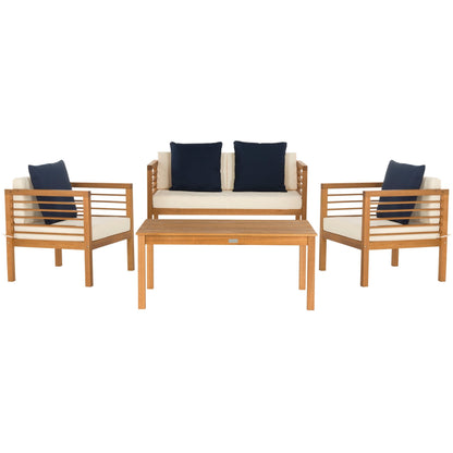 SAFAVIEH Outdoor Yoselin 4-Piece Set with Accent Pillow - 51W x 26D x 26H