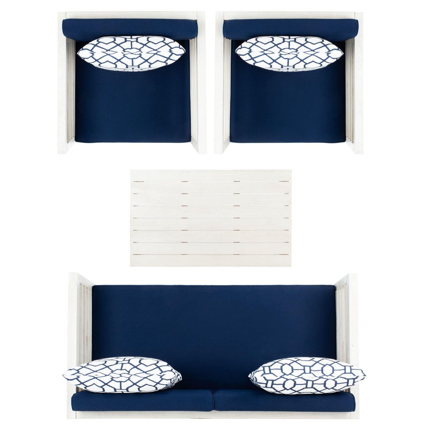 SAFAVIEH Outdoor Yoselin 4-Piece Set with Accent Pillow - 51W x 26D x 26H