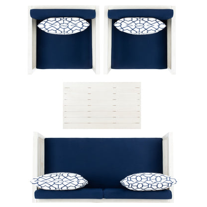 SAFAVIEH Outdoor Yoselin 4-Piece Set with Accent Pillow - 51W x 26D x 26H
