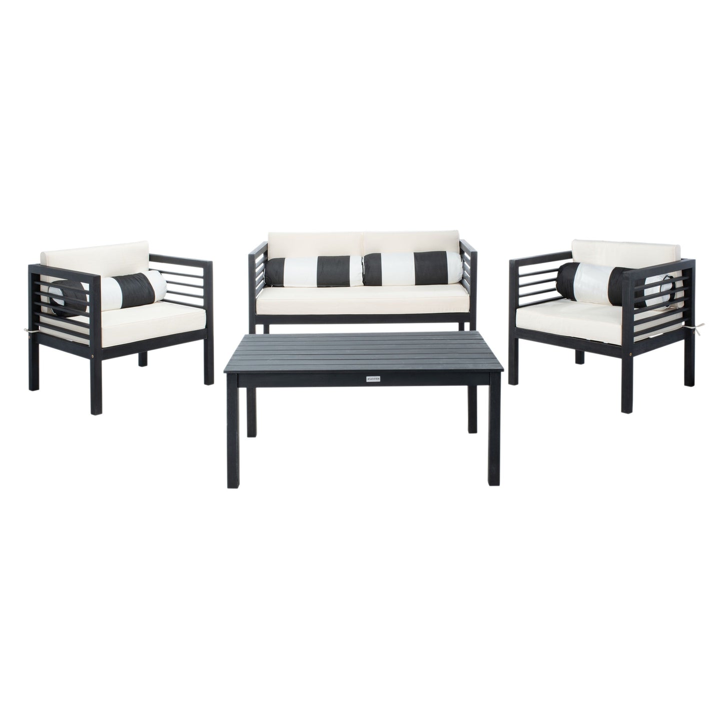 SAFAVIEH Outdoor Yoselin 4-Piece Set with Accent Pillow - 51W x 26D x 26H