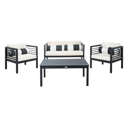 SAFAVIEH Outdoor Yoselin 4-Piece Set with Accent Pillow - 51W x 26D x 26H