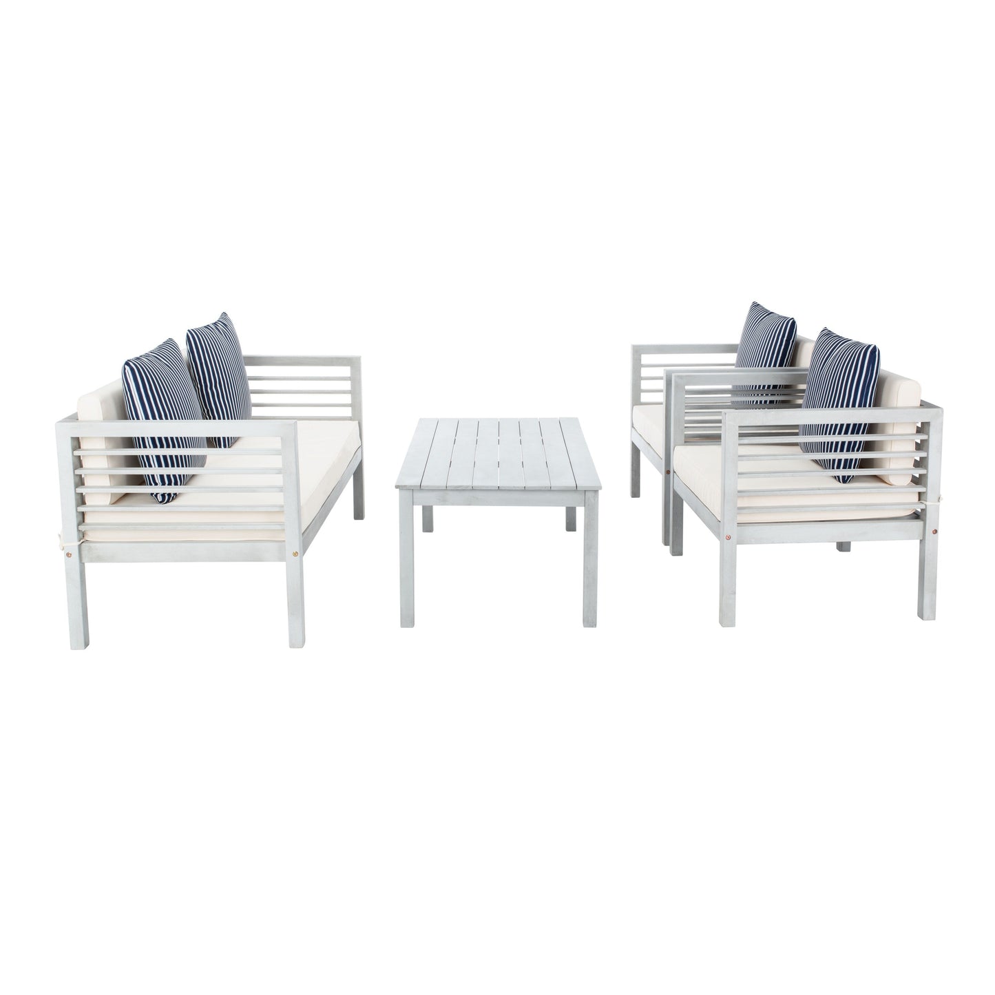SAFAVIEH Outdoor Yoselin 4-Piece Set with Accent Pillow - 51W x 26D x 26H