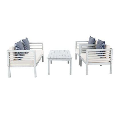 SAFAVIEH Outdoor Yoselin 4-Piece Set with Accent Pillow - 51W x 26D x 26H