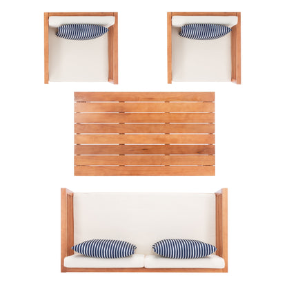SAFAVIEH Outdoor Yoselin 4-Piece Set with Accent Pillow - 51W x 26D x 26H