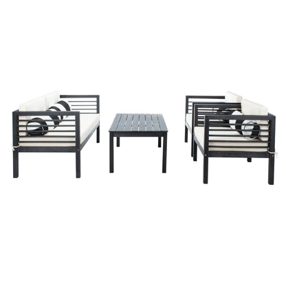 SAFAVIEH Outdoor Yoselin 4-Piece Set with Accent Pillow - 51W x 26D x 26H