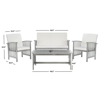 SAFAVIEH Outdoor Yuliana 4-Piece Conversation Patio Set - 47W x 33D x 26H