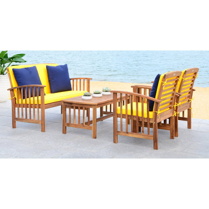 SAFAVIEH Outdoor Yuliana 4-Piece Conversation Patio Set - 47W x 33D x 26H