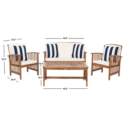 SAFAVIEH Outdoor Yuliana 4-Piece Conversation Patio Set - 47W x 33D x 26H