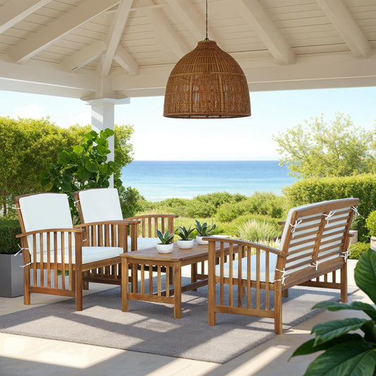 SAFAVIEH Outdoor Yuliana 4-Piece Conversation Patio Set - 47W x 33D x 26H
