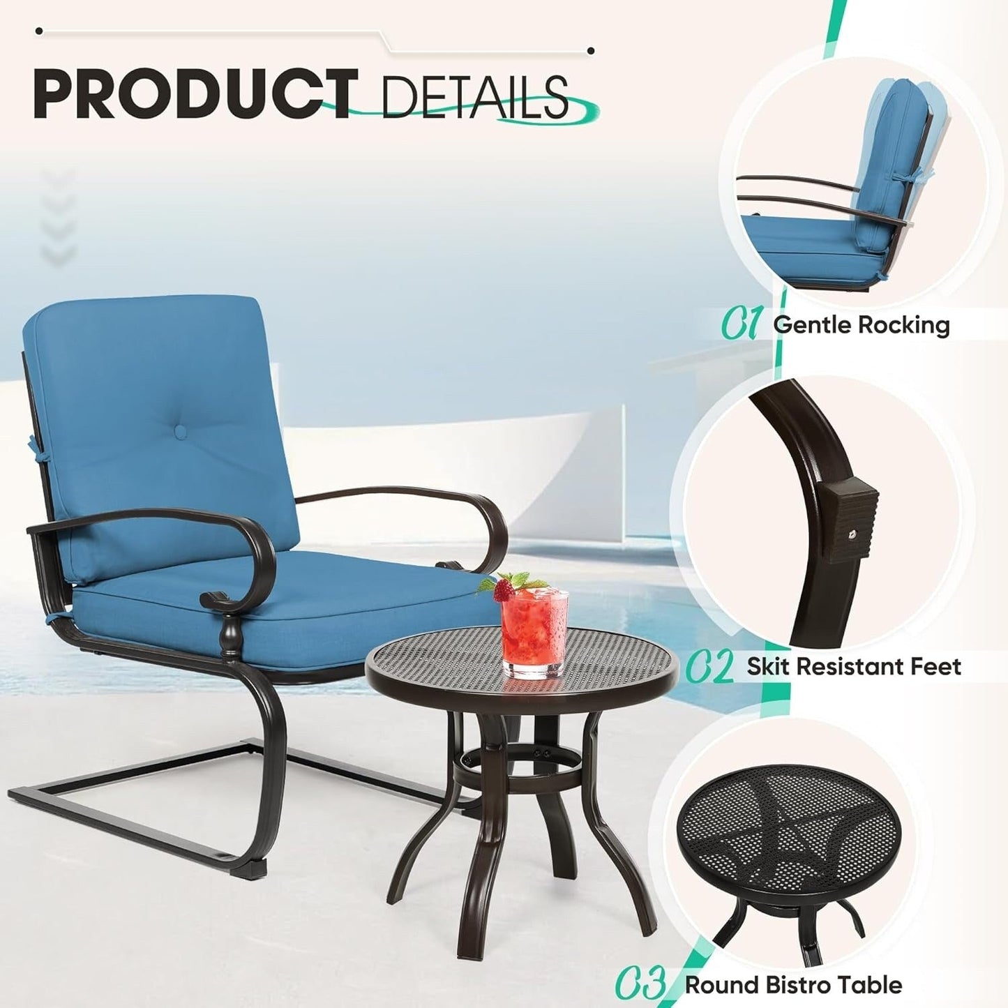 SUNCROWN 7-Piece Outdoor Metal Furniture Conversation Patio Set