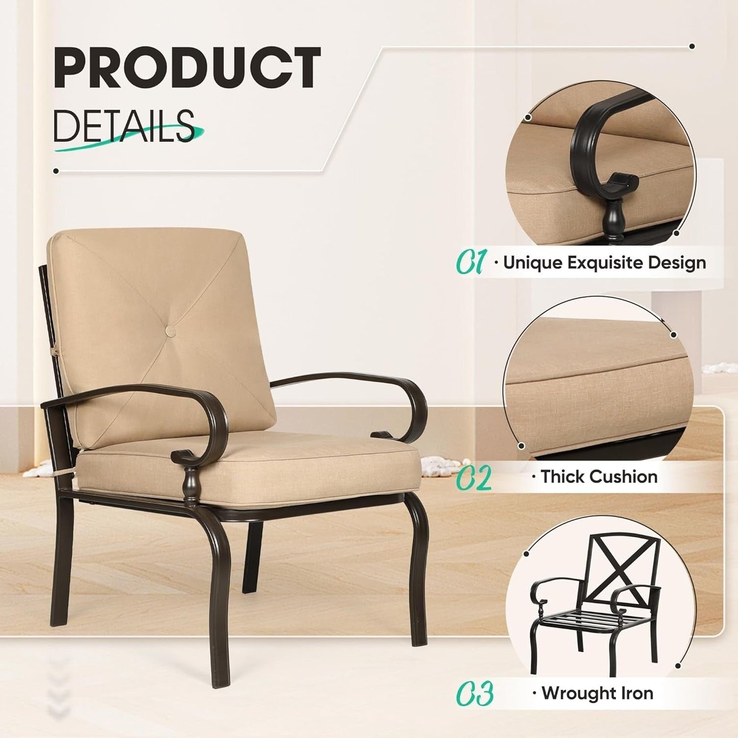 SUNCROWN 7-Piece Outdoor Metal Furniture Conversation Patio Set
