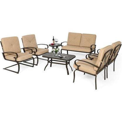 SUNCROWN 7-Piece Outdoor Metal Furniture Conversation Patio Set