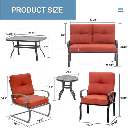SUNCROWN 7-Piece Outdoor Metal Furniture Conversation Patio Set