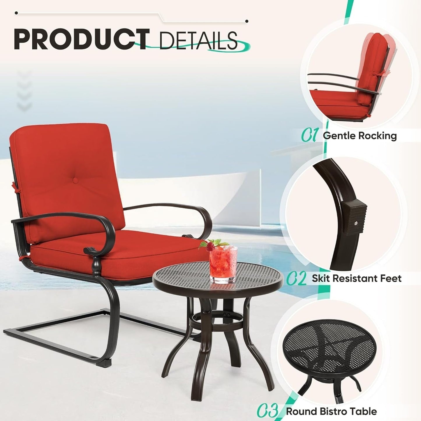 SUNCROWN 7-Piece Outdoor Metal Furniture Conversation Patio Set