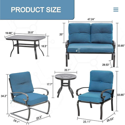 SUNCROWN 7-Piece Outdoor Metal Furniture Conversation Patio Set