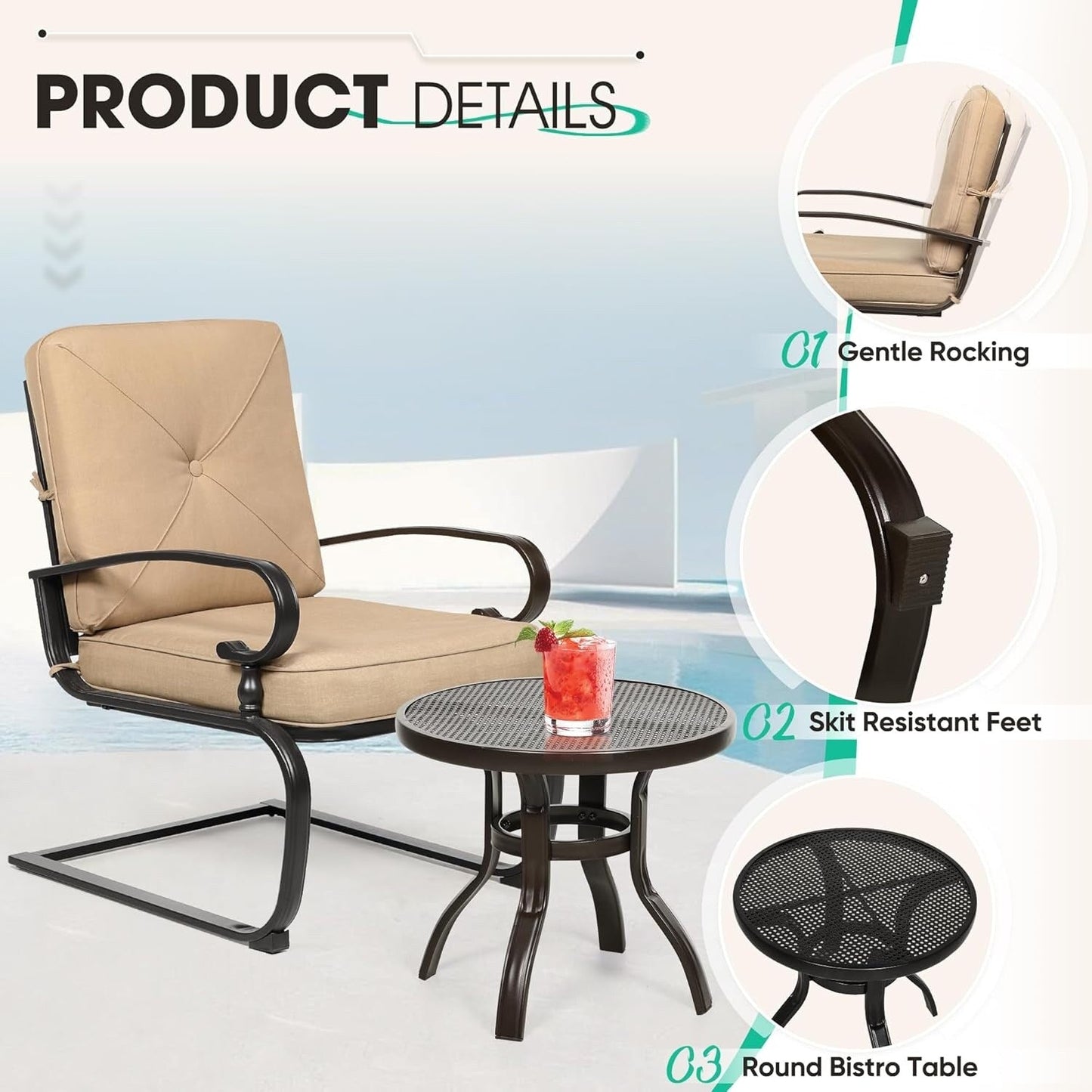 SUNCROWN 7-Piece Outdoor Metal Furniture Conversation Patio Set