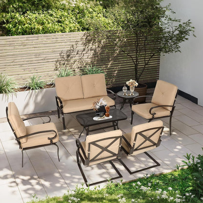 SUNCROWN 7-Piece Outdoor Metal Furniture Conversation Patio Set