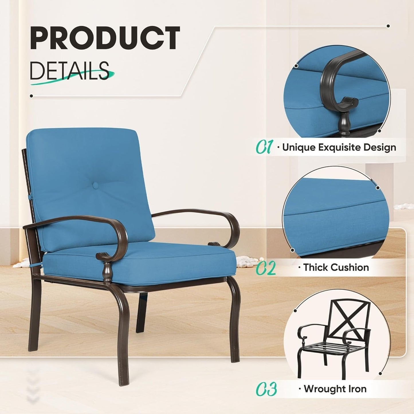 SUNCROWN 7-Piece Outdoor Metal Furniture Conversation Patio Set