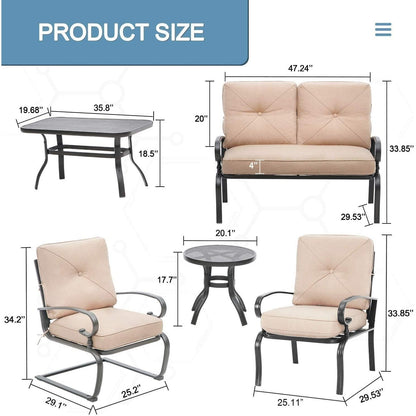 SUNCROWN 7-Piece Outdoor Metal Furniture Conversation Patio Set