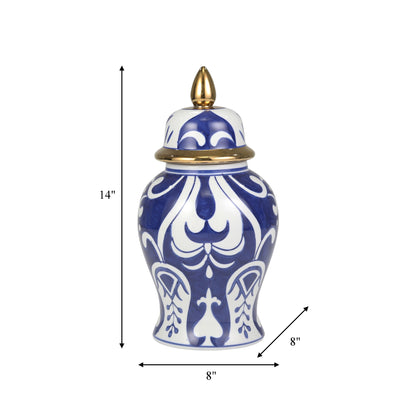 Sagebrook Home Patterned Eclectic Temple Jar with Lid