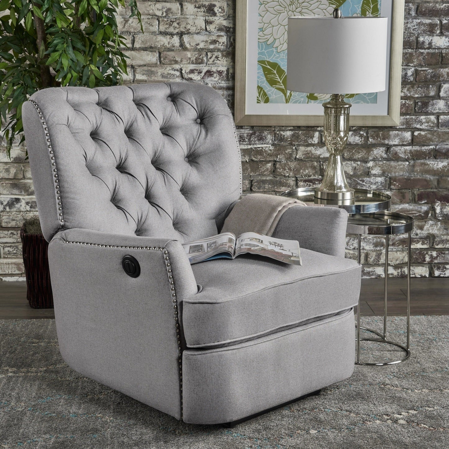 Salomo Tufted Fabric Power Recliner by Christopher Knight Home