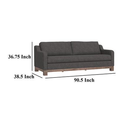Sama Sofa, 2 Accent Pillows, Iron Gray Polyester 91 Inch Bench Style