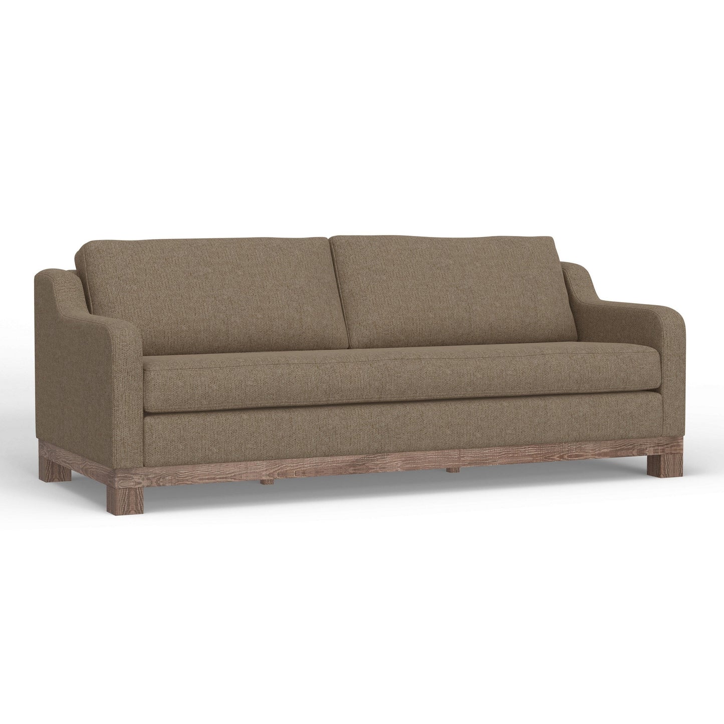 Sama Sofa, 2 Pillows, 91 Inch, Bench Style Seat, Light Brown Polyester