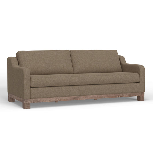 Sama Sofa, 2 Pillows, 91 Inch, Bench Style Seat, Light Brown Polyester